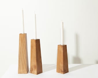 Candle holder set of 3 scandinavian home japanese decor rustic texture  primitive candle holder wooden candle holder gift taper candlestick