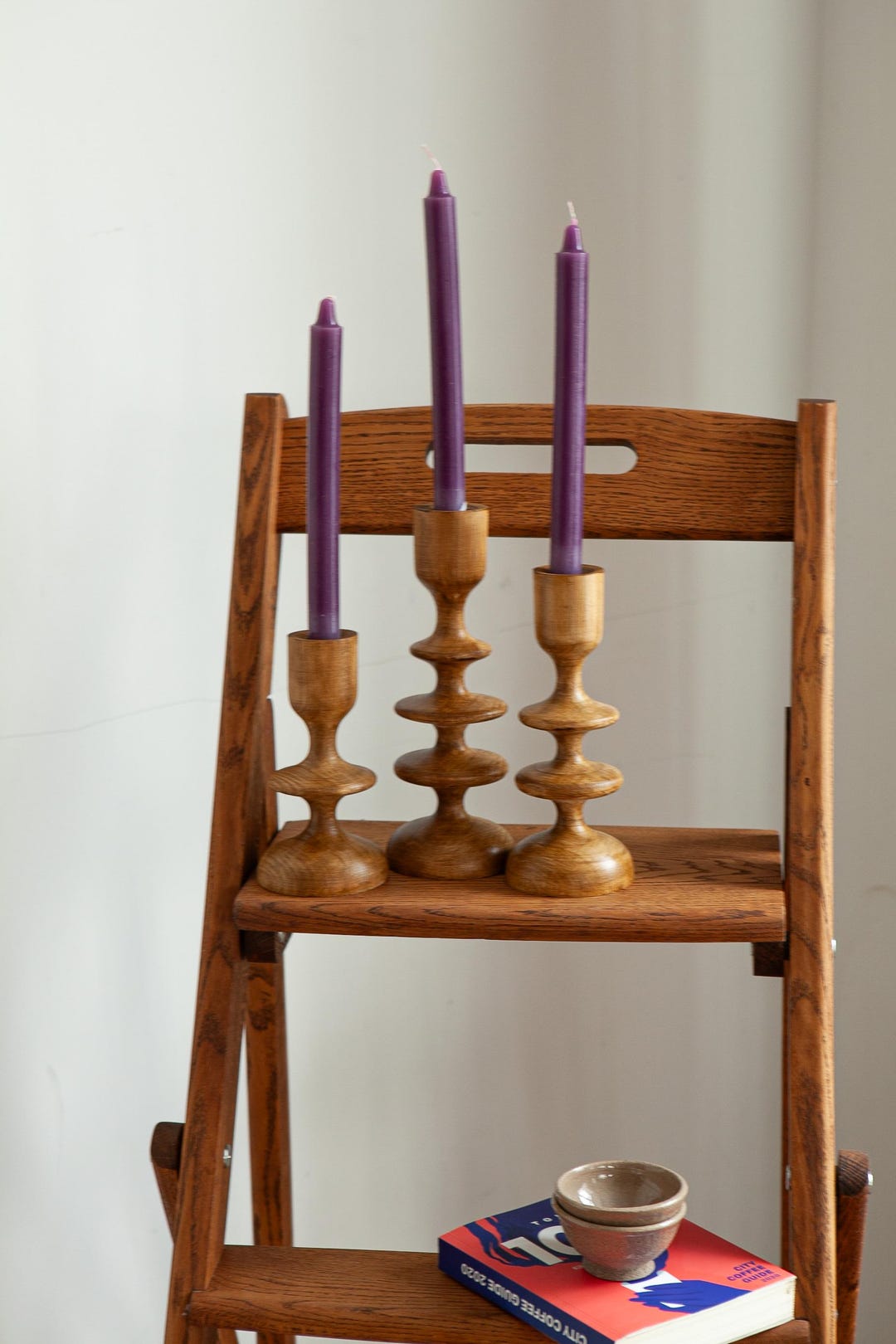 Wooden Candlestick Set of 3 | Scandinavian Rustic Home Decor | primitive wood | holiday gift | minimalist style