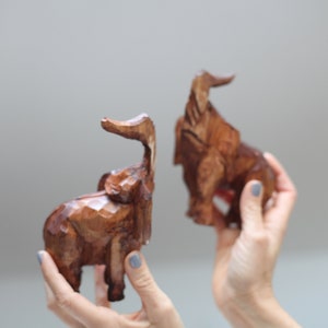 Wooden carving elephant sculpture vintage figure wood rustic style african hand carving elephant statue wood unique wood woodcarving craft