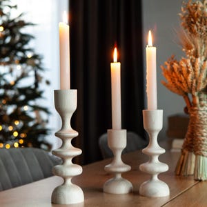 candlesticks set of 3 scandinavian home decor holiday decor rustic gift for her candle holder wooden candle holder gift taper candlestick
