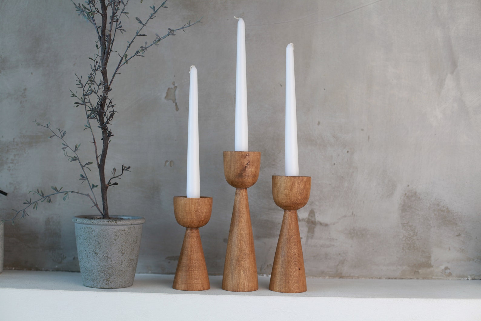 Wooden Candlesticks Scandinavian Style Primitive Candle Holder Etsy UK