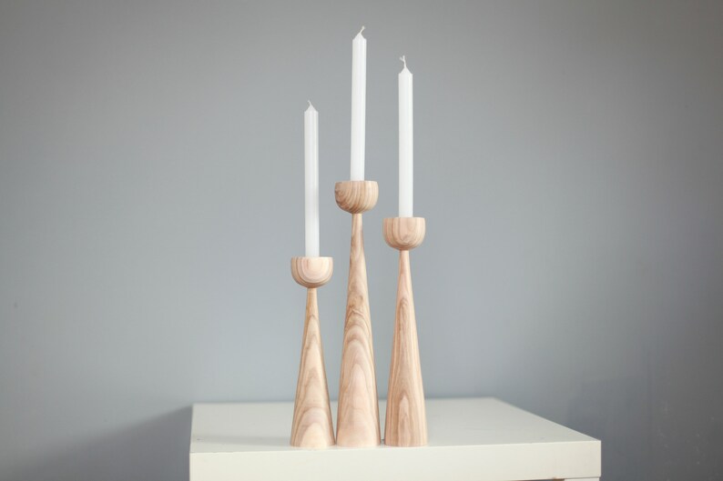 wooden set of 2 candlesticks scandinavian style primitive candle holder home decorative japanese decor rustic texture Handmade holder gift