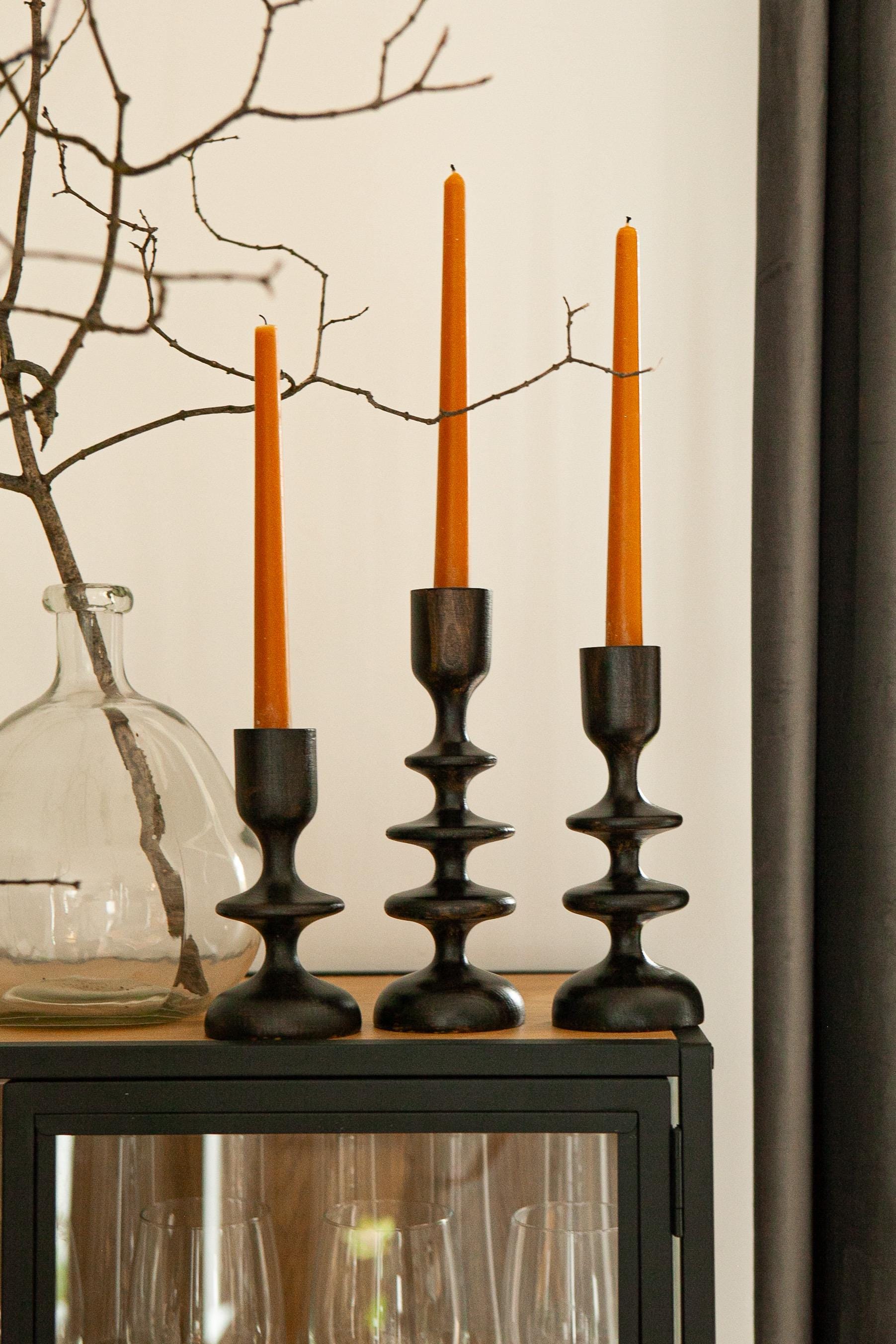 Juego de 3 candelabros de madera de estilo escandinavo, candelabro  primitivo, decoración para el hogar, decoración japonesa, textura rústica,  soporte, image size:1803x2704