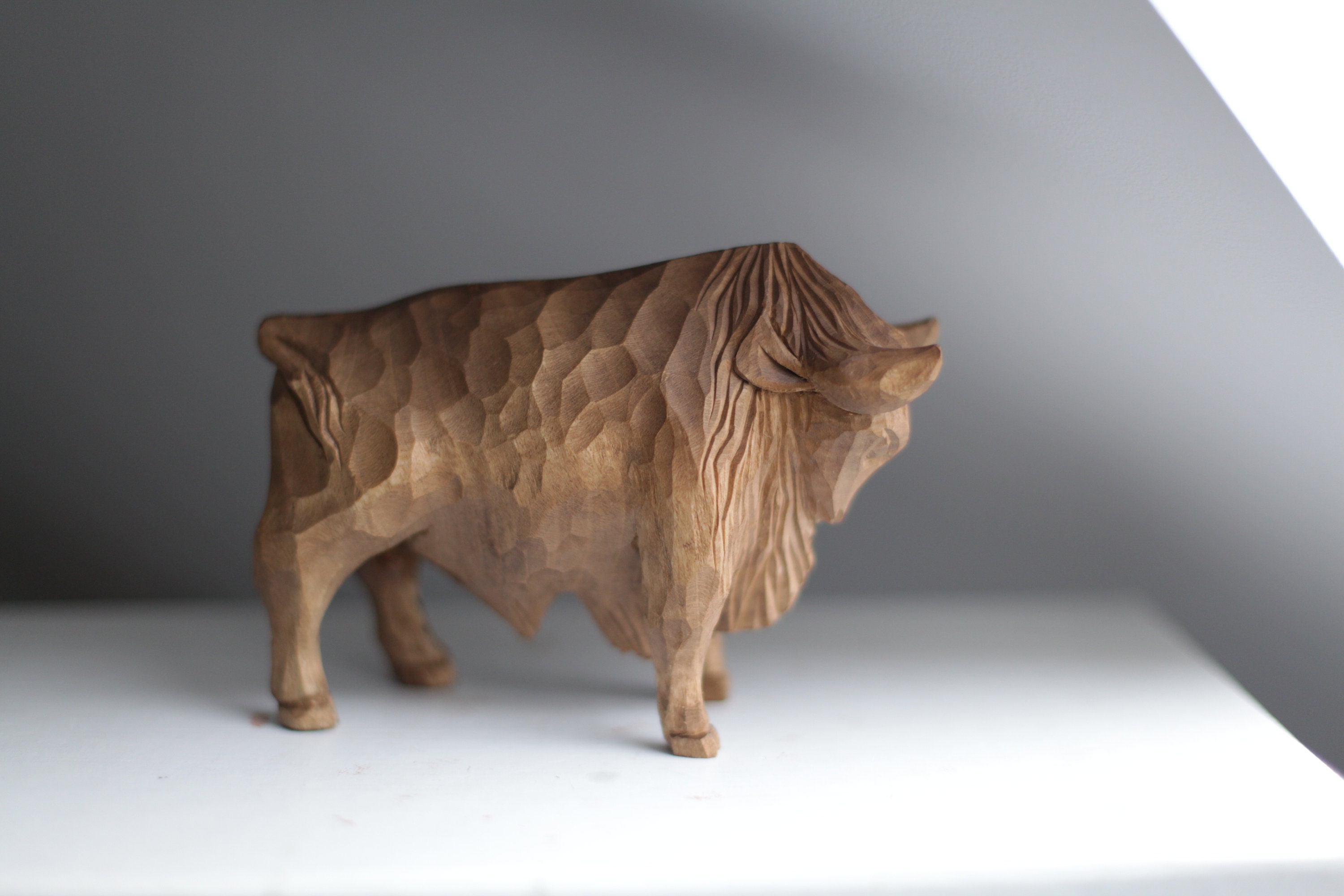 American Bison Buffalo Wood Carving Bills Wooden Rustic Statue Etsy UK