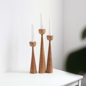 wooden set of 3 candlesticks scandinavian style primitive candle holder home decorative  japanese decor rustic texture Handmade holder gift