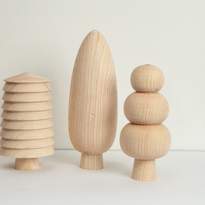 houten set van 3 kerstboom Scandinavische stijl primitieve boom thuis decoratief Japans decor rustieke textuur primitieve houder cadeau