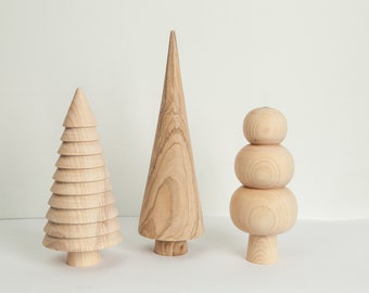 Wooden Christmas Tree Set of 3 Scandinavian Rustic Home Decor Minimalist tree