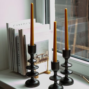 Set di 3 candelieri in legno, stile scandinavo, portacandele primitivo, decorazione per la casa, arredamento giapponese, texture rustica, portacandele fatto a mano, regalo