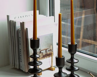 lot de 3 bougeoirs en bois de style scandinave primitif bougeoir décoratif pour la maison décoration japonaise texture rustique support fait main cadeau