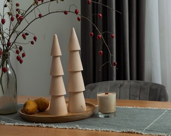wooden set of 2 Christmas tree scandinavian style primitive tree home decorative japanese decor gift rustic table holiday