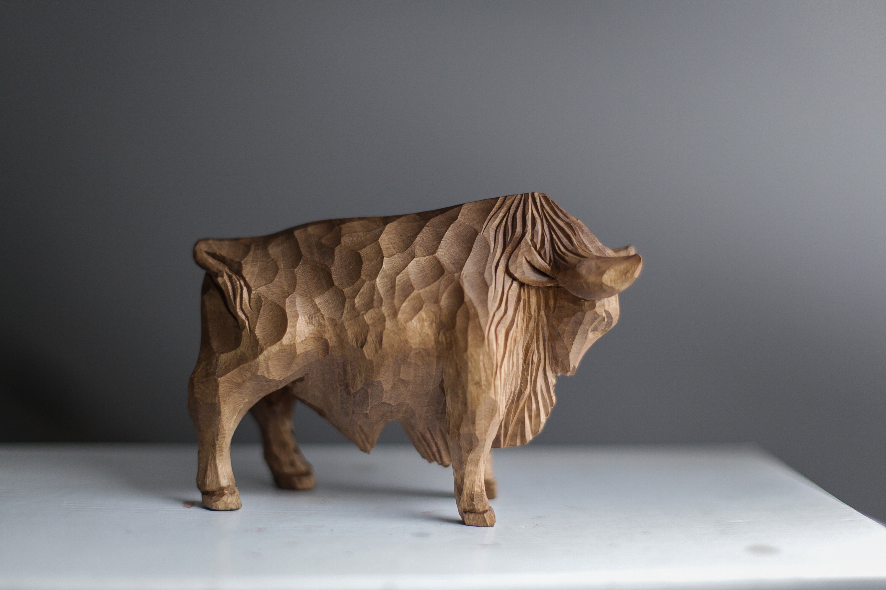 American Bison Buffalo Wood Carving Bills Wooden Rustic Statue Etsy UK