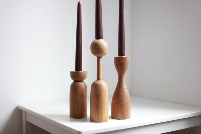 candlesticks set of 3 scandinavian home japanese decor rustic texture primitive candle holder wooden candle holder gift taper candlestick