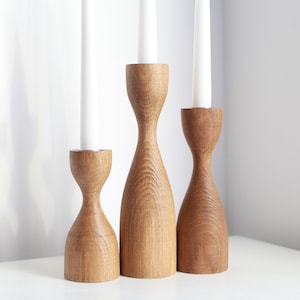 candlesticks set of 3 scandinavian home decor holiday decor rustic gift for her candle holder wooden candle holder gift taper candlestick