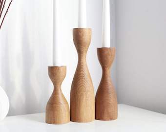 candlesticks set of 3 scandinavian home decor holiday decor rustic gift for her candle holder wooden candle holder gift taper candlestick