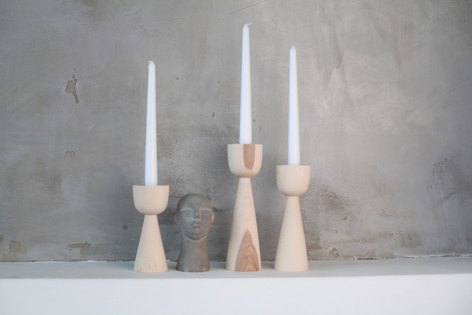 Wooden Set of 3 Candlesticks Scandinavian Style Primitive Etsy UK