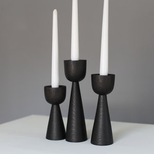 black candlestick wood table decor gothic style japanese candle holder scandinavian primitive candlestick minimalism gift idea holiday decor