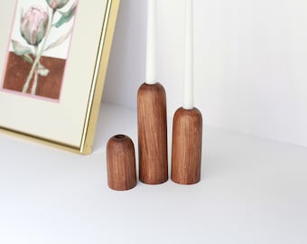 candlesticks set of 3 scandinavian home japanese decor rustic texture  primitive candle holder wooden candle holder gift taper candlestick