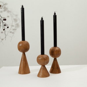 Candlesticks Set of 3 Candle Holder Wooden Home Decor Housewarming Gift Rustic Home Table Holiday Decor Gift For Her Candlesticks