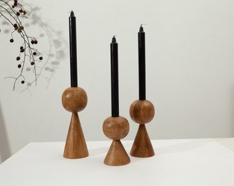 Candlesticks Set of 3 Candle Holder Wooden Home Decor Housewarming Gift Rustic Home Table Holiday Decor Gift For Her Candlesticks