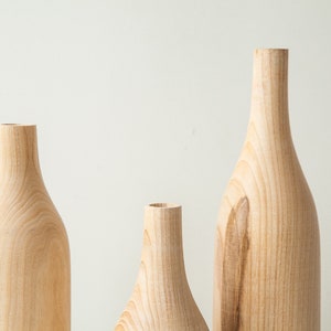 large set of 3 unique vase wooden home decor wood vase handmade vase birthday, gift for her, anniversary gift, wedding gift carved vase gif image 3