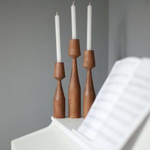 wooden set of 3 candlesticks primitive wood candle holder gothic decorative scandinavian style rustic candlesticks texture Handmade holder
