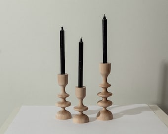 candlesticks set of 3 scandinavian home decor holiday decor rustic gift for her candle holder wooden candle holder gift taper candlestick