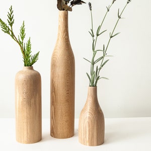 set of 3 wood vase home decor handmade vase birthday gift, gift for her, anniversary gift, wedding gift carved vase unique gift