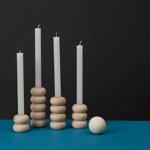 candlesticks set of 4 scandinavian home japanese decor rustic texture primitive candle holder wooden candle holder gift taper candlestick image 3