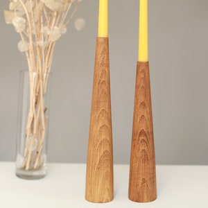 wooden set of 2 candlesticks scandinavian style primitive candle holder home decorative  japanese decor rustic texture Handmade holder gift