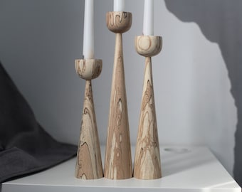 ensemble en bois de 3 chandeliers scandinaves bougeoir primitif maison décoratif bougeoir en bois texture rustique Porte-main cadeau