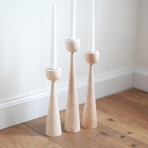 wood set of 3 candlestick decoration wedding table decor texture wood natural wood gift for him holiday decor minimalism scandinavian style image 1