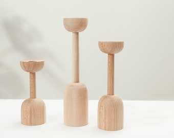 candlesticks set of 3 scandinavian home japanese decor rustic texture primitive candle holder wooden candle holder gift taper candlestick