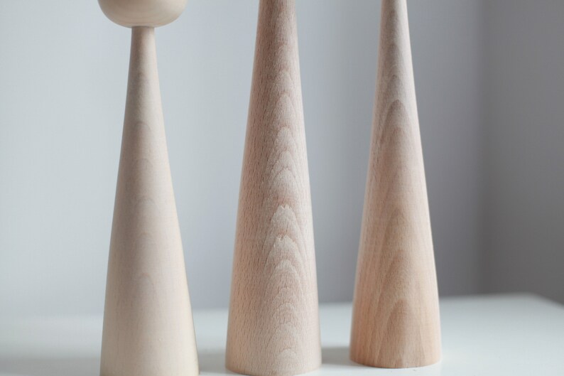 wood set of 3 candlestick decoration wedding table decor texture wood natural wood gift for him holiday decor minimalism scandinavian style image 3