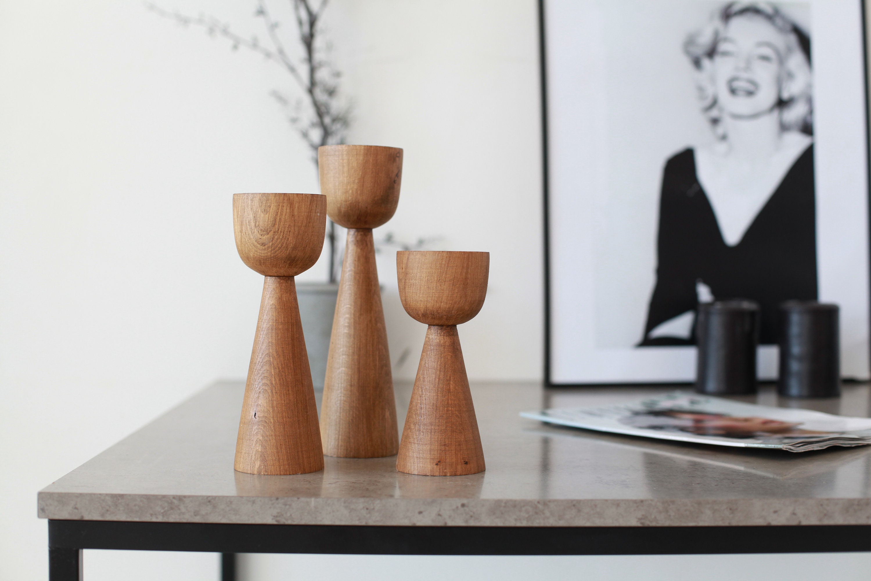Wooden candlesticks scandinavian style primitive candle holder Etsy