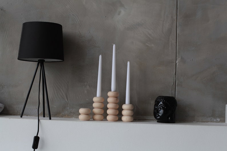 candlesticks set of 4 scandinavian home japanese decor rustic texture primitive candle holder wooden candle holder gift taper candlestick image 2