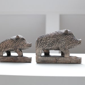 madera artesanal talla de madera estatua estatuillas escultura madera talla jabalí conjunto rústico talla única primitivo jabalí regalo para él