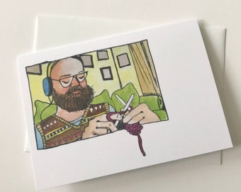 Greeting Card -  Fair Isle Knitter on Zoom