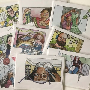 Paquete de 9 tarjetas de felicitación - Zoom Knit / Craft Night