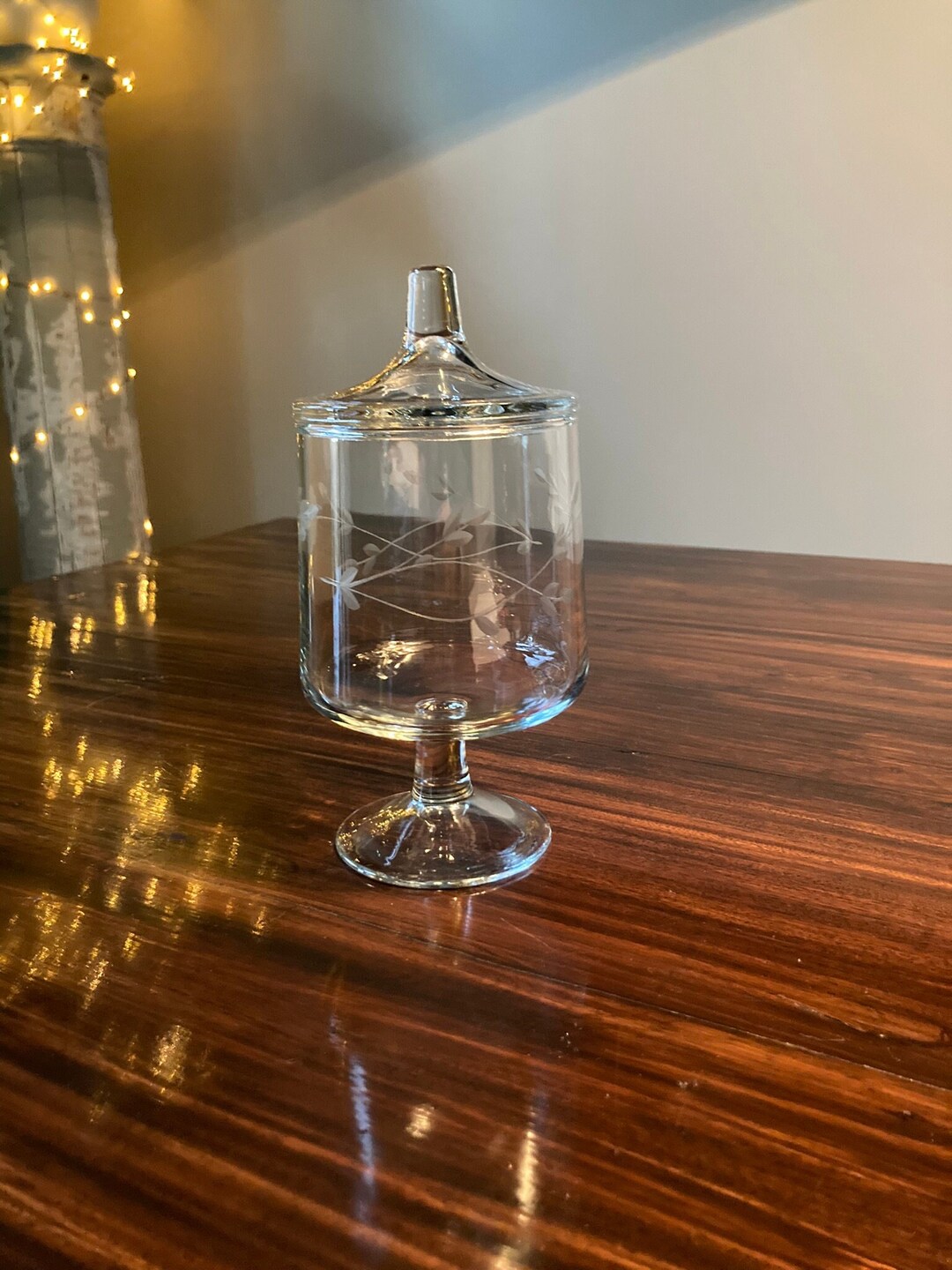 Vintage Princess House Etched Glass Canister Etsy