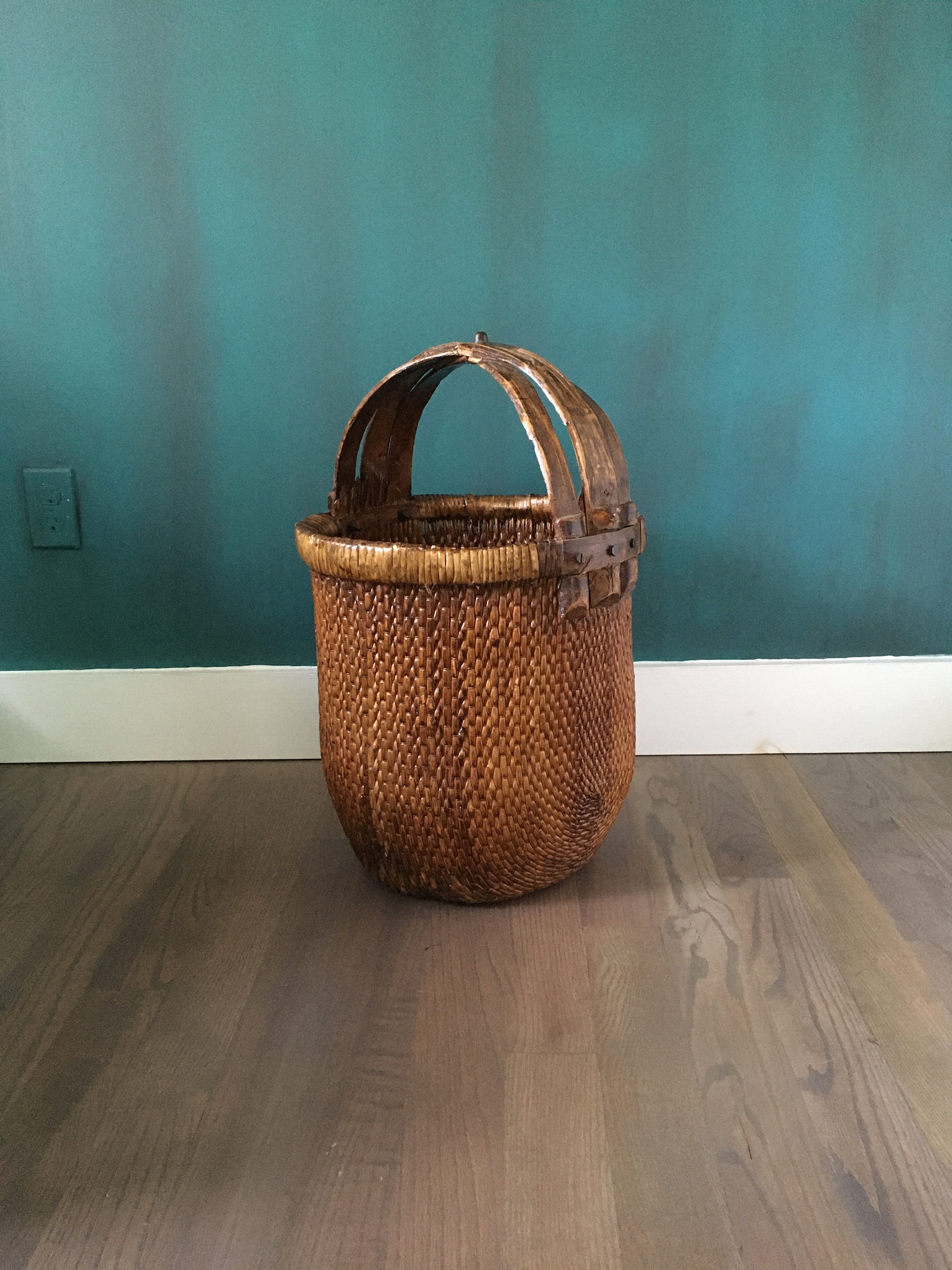 HOLD Antique Woven Rice Basket Etsy