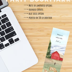 Watercolor Farm Scene with Cows Bookmark | Cows Bookmark