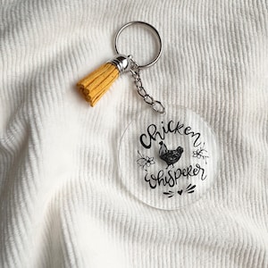 Chicken Whisperer Keychain | Clear Acrylic Keychains | Chicken Keychain | Acrylic Vinyl Keychain