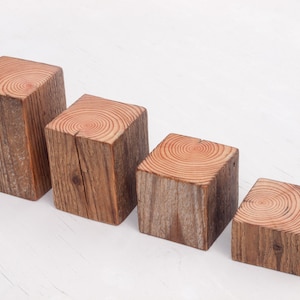 Reclaimed Rustic Wood Blocks 65mm x 65mm x Height Options — Display Riser Plinth for Home Decoration, Retail, Photography, Art or Sculpture