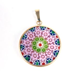 Millefiori Murrina Murano Glass Pendant Gold Plated