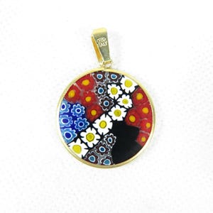 Millefiori Murrina Murano Glass Pendant Gold Plated
