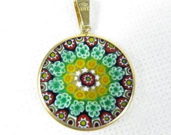 Pendentif Collier En Verre De Murano Original - Fait Main En Italie - Modèle Unique Multicolore