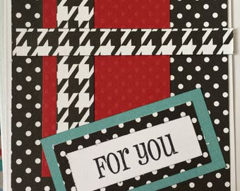 For You black and white houndstooth greeting card