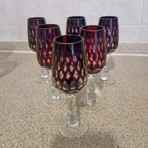Bohemia Crystal set 6 Prachtige Rubi kristallen 60 ml. In perfecte staat