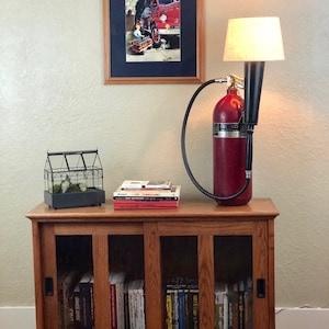 American LaFrance Fire Extinguisher Table Lamp Perfect Firefighter Gift Home Office or Mancave Decor Handmade Custom Lamp image 2