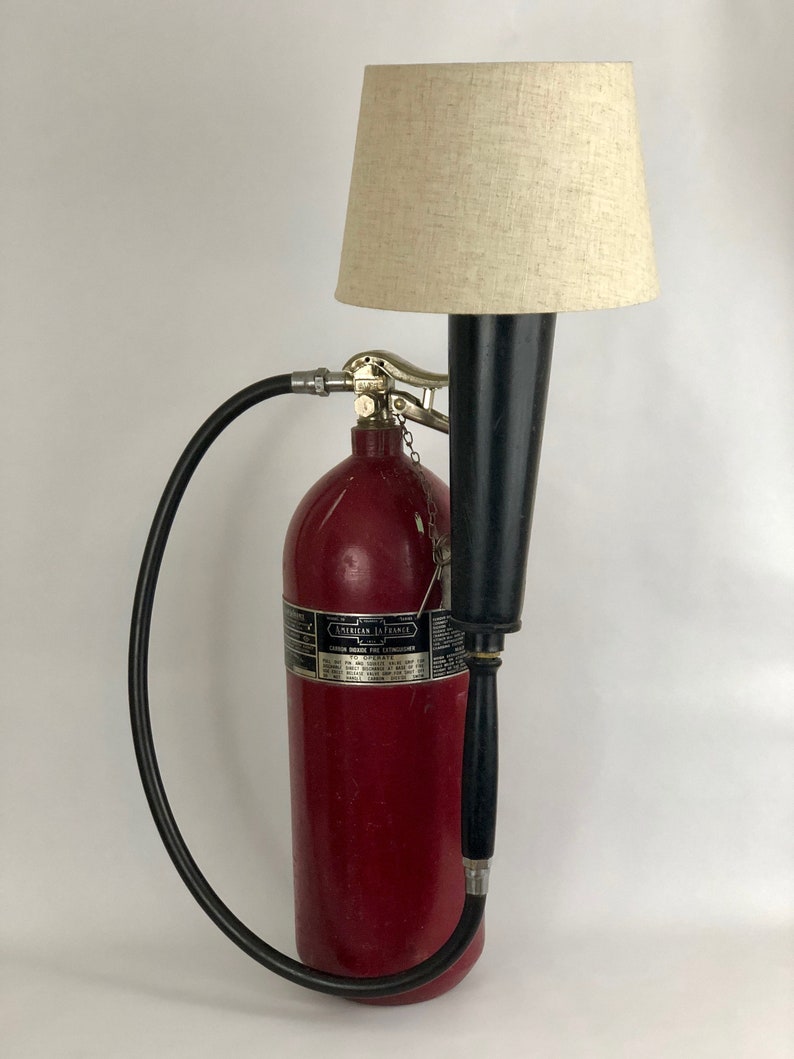 American LaFrance Fire Extinguisher Table Lamp Perfect Firefighter Gift Home Office or Mancave Decor Handmade Custom Lamp image 1